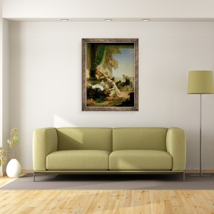 Tablou inramat - William Allan - Lordul Byron se adapostea in casa unui pescar care a inotat Hellespont, 70 x 90 cm - Img 2
