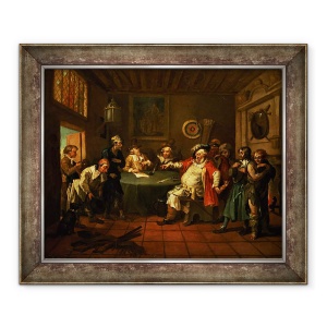 Tablou inramat - William Hogarth - Falstaff isi examineaza recrutii din Henric al IV-lea de Shakespeare, 50 x 60 cm