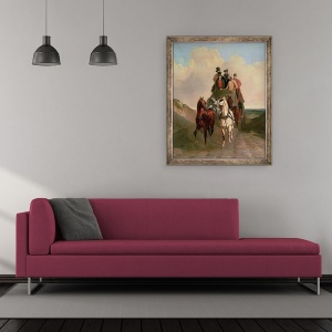 Tablou inramat - William Snr. Shayer - Un antrenor si patru pe un drum deschis, 50 x 60 cm - Img 2