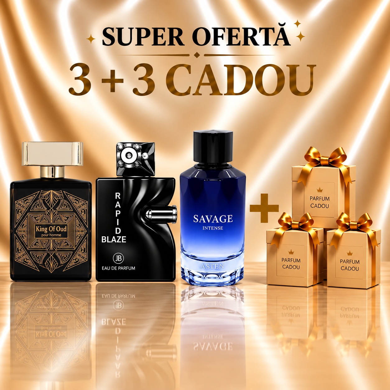 King of Oud + Rapid Braze + Savage Intense + 3 Parfumuri Cadou, 100 ml