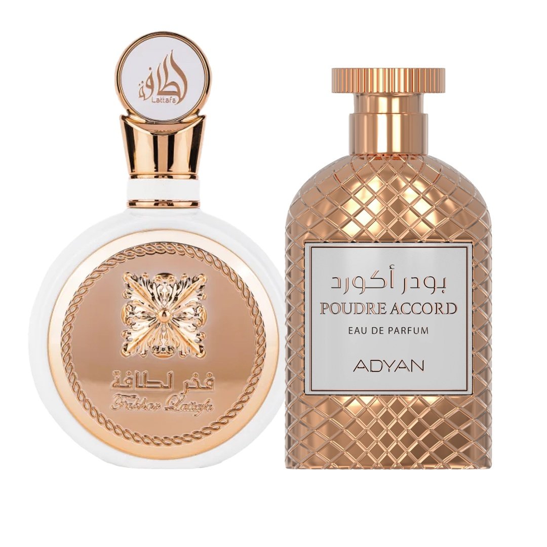 Pachet 2 produse, Lattafa Fakhar Woman si Poudre Accord by Adyan, 100 ml