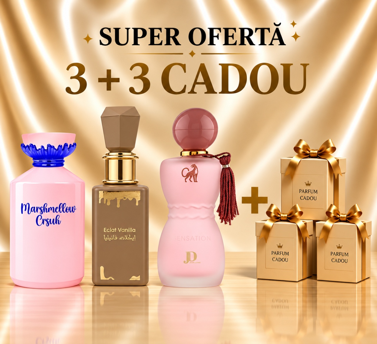 Marshmellow Crush + Eclat Vanilla + Sensation + 3 Parfumuri Cadou 100 ml