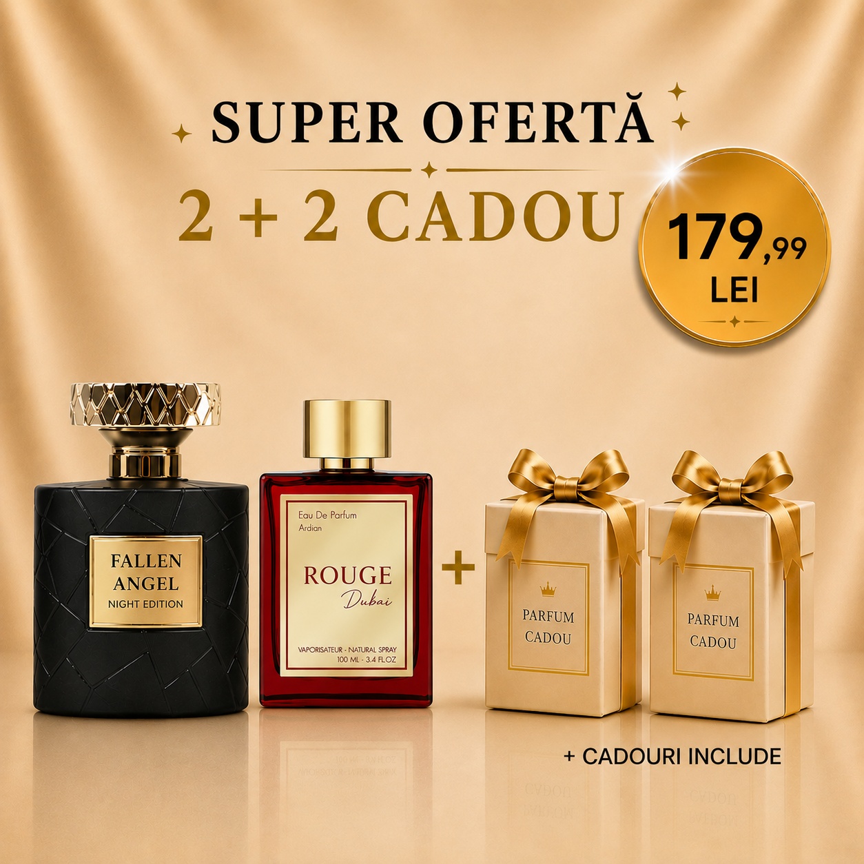 Pachet Fallen Angel Night Edition + Rouge Dubai + 2 parfumuri cadou