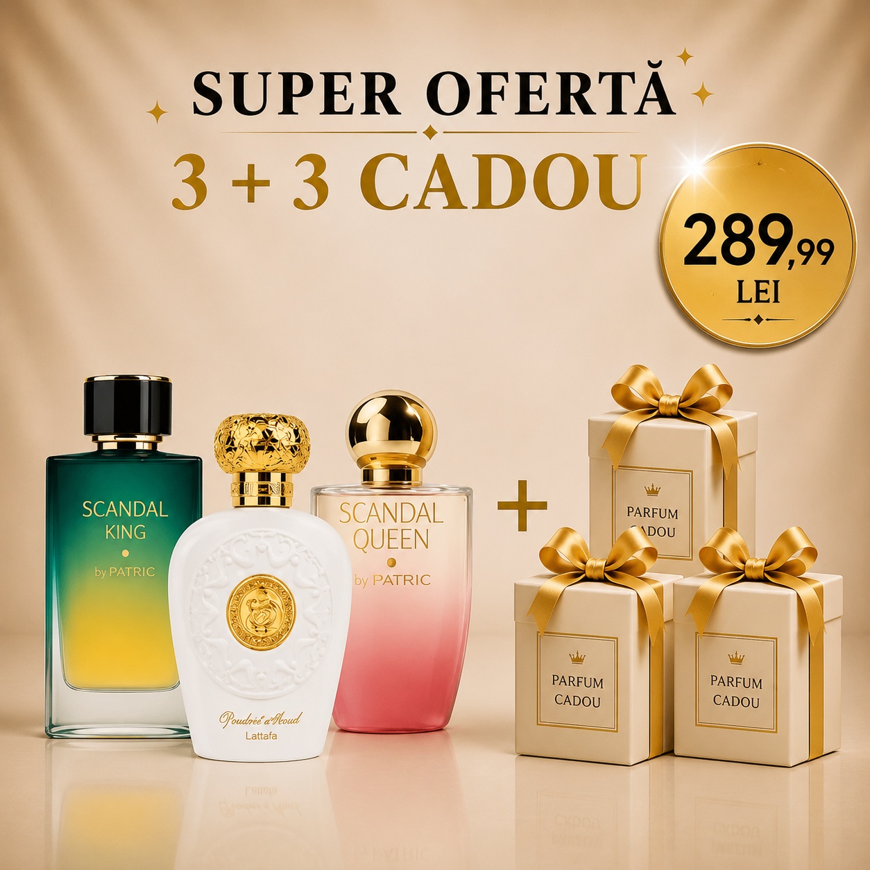 Scandal King + Scandal Queen + Opulent Musk + 3 parfumuri 100ml cadou