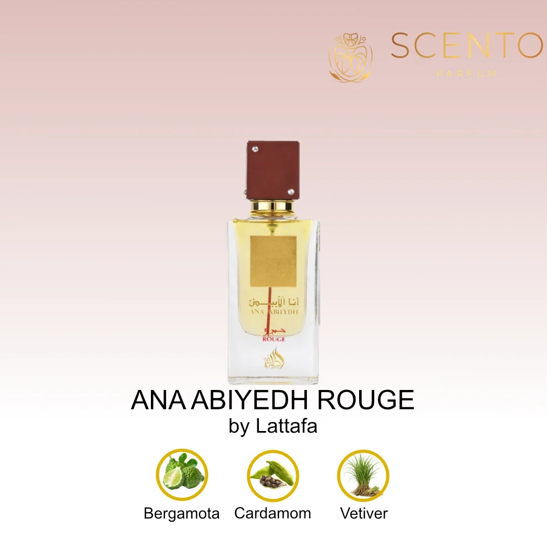 Parfum Ana Abiyedh Rouge, Lattafa, apa de parfum 60 ml, femei - Original Dubai