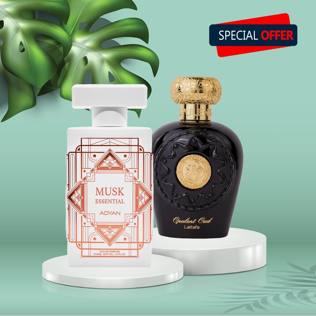 Pachet 2 produse, Musk Essential by Adyan si Opulent Oud by Lattafa, 100 ml