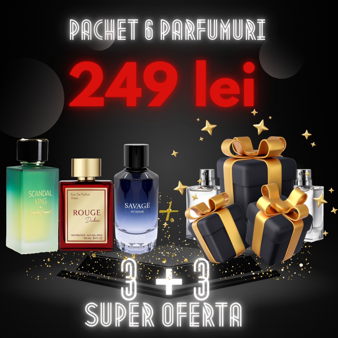 Scandal King + Rouge Dubai + Savage + 3 parfumuri 100ml cadou