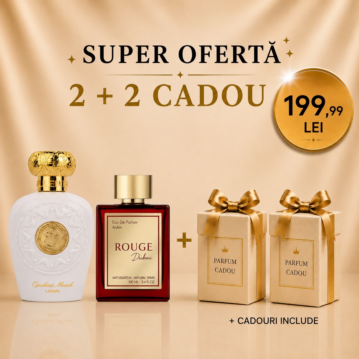 Pachet Opulent Musk + Rouge Dubai + 2 parfumuri cadou