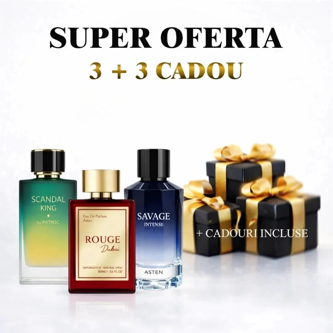 Scandal King + Rouge Dubai + Savage + 3 parfumuri 100ml cadou