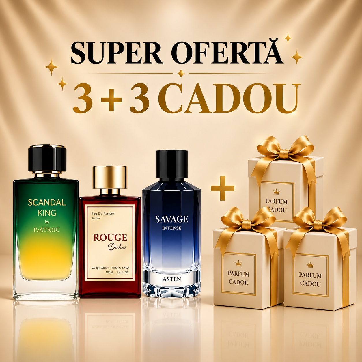 Scandal King + Rouge Dubai + Savage + 3 parfumuri 100ml cadou