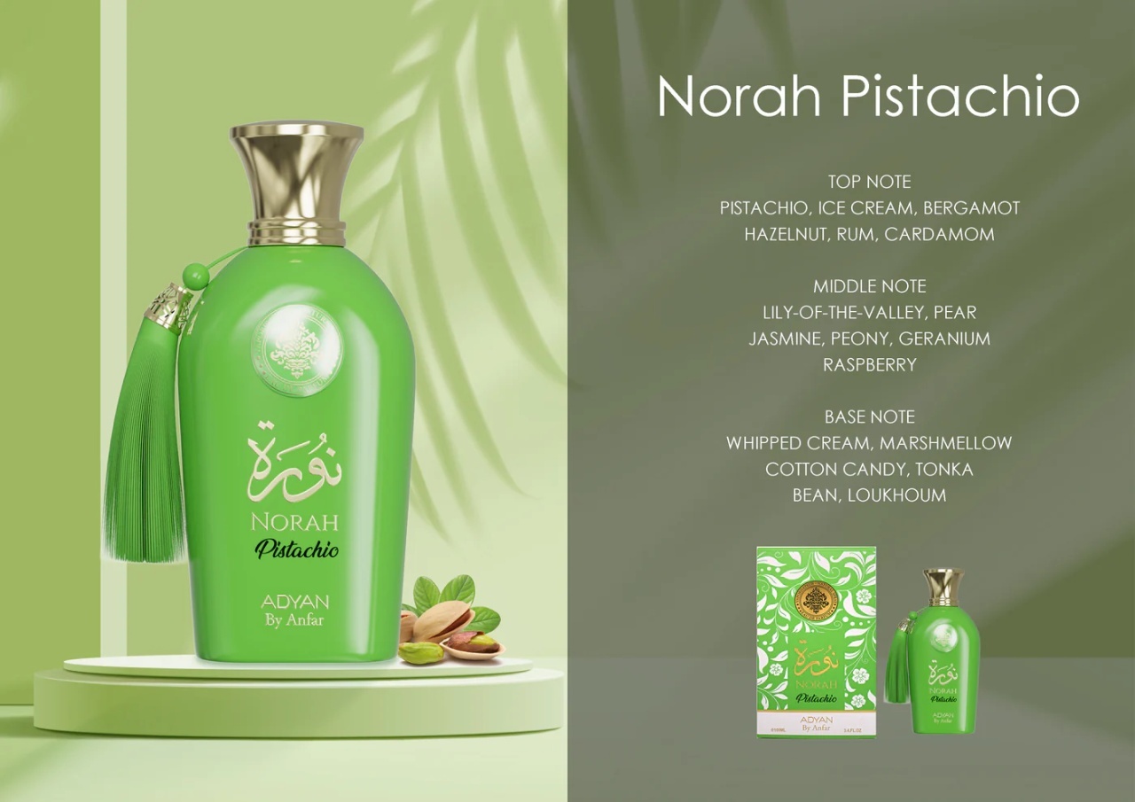 Apa de Parfum, Adyan,Norah Pistachio , dama, 100ML - imagine 3