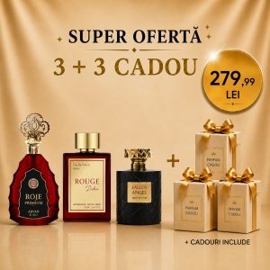 Roje Premium + Rouge Dubai + Fallen Angel Night Edition + 3 parfumuri cadou