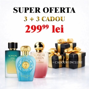 Scandal King + Scandal Queen + Opulent Dubai + 3 parfumuri 100ml cadou