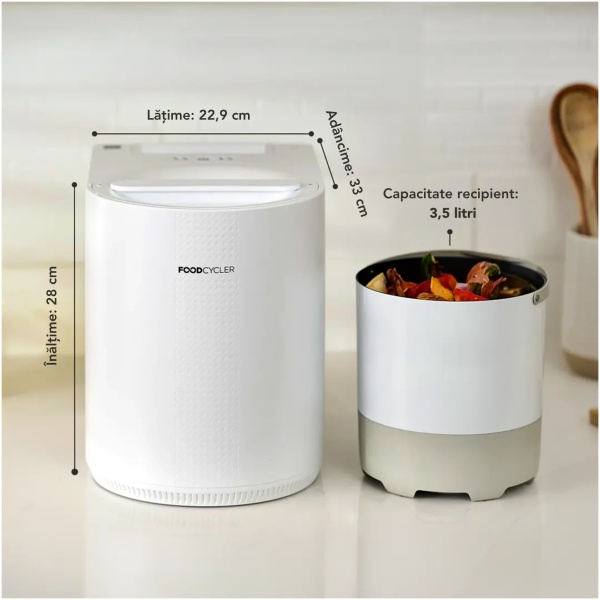 Aparat de reciclare a resturilor alimentare FoodCycler Eco 3, fără miros, 3,5 l, ciclu 4-9 ore, alb - Img 3