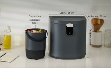 Aparat de reciclare a resturilor alimentare FoodCycler Eco 5, fără miros, 5 l, ciclu 4-9 ore, gri - Img 3
