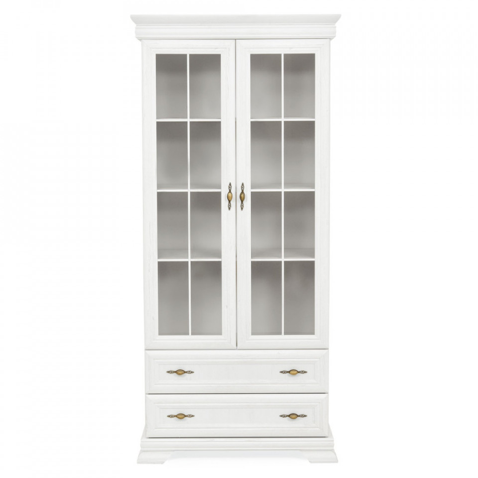 Vitrina Kora, 2 Usi 2 Sertare, Alb Antichizat