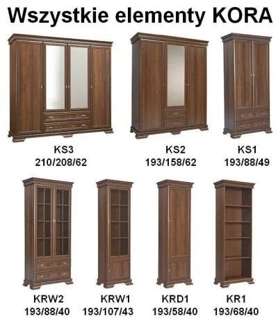 Living Kora cu 2 Vitrine, Culoare Nuc, 305 CM