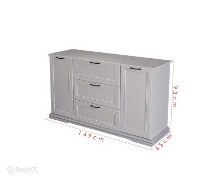 Comoda Valencia, 2 Usi 3 Sertare, MDF Vopsit Alb
