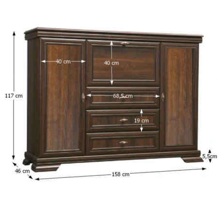 Comoda Bar Kora, 2 Usi 3 Sertare, KK6 P, Nuc