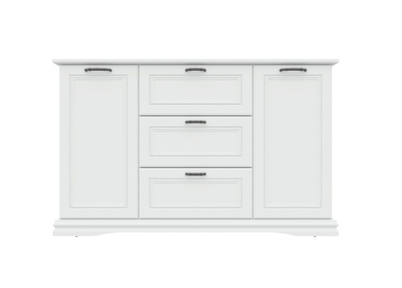 Comoda Valencia, 2 Usi 3 Sertare, MDF Vopsit Alb