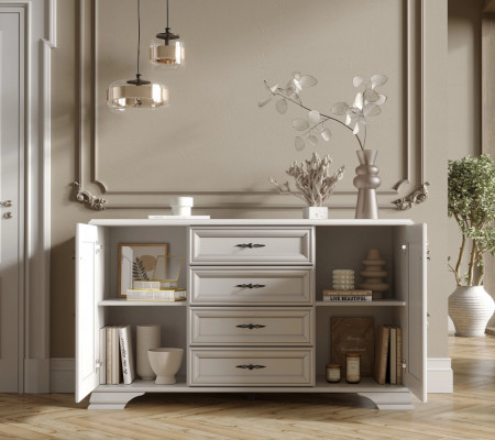 Comoda Idento 2 Usi 4 Sertare, MDF Alb Alpin