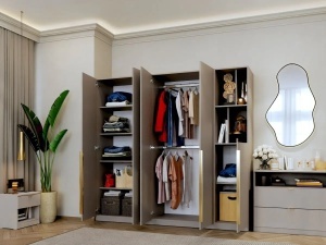 Dressing modular LIV Casmir SOFT CLOSE, 5 Usi cu biblioteca, 205 CM - Img 2