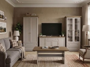 LIVING ALVERA CASMIR, CU DULAP, COMODA BUFET SI VITRINA