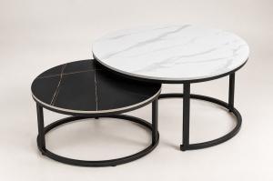 SET 2 MESE CAFEA, BLAT CERAMIC, MANGO ALB/NEGRU