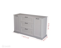 Comoda Valencia, 2 Usi 3 Sertare, MDF Vopsit Alb