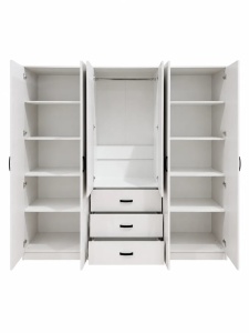 Dressing 6 Usi si 3 Sertare, 242 CM, Pal 18 MM, Alb manere Negre - Img 4