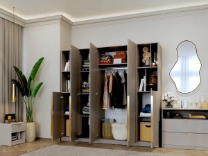 Dressing modular LIV Casmir SOFT CLOSE, 5 Usi, cu 2 Biblioteci, 205 CM - Img 2