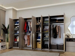 Dressing modular LIV Casmir SOFT CLOSE, 8 Usi cu Biblioteca, 328 CM - Img 2