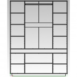 Dulap Geneva 4 Usi, 157 X 50 X 207 CM, Gri Grafit