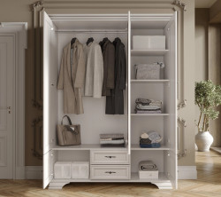 Dulap Idento, 5 Usi 2 Sertare, MDF Alb Alpin