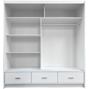 Dulap NORDIC CA24-200, alb ,mânere negre, PAL, cu 2 usi si 3 sertare, 200x60x215 cm - Img 2