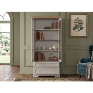 Living Alvera 3 piese, 305 x 48 x 193 cm, cashmere MDF si PAL, dulap, vitrina si comoda 127 cm - Img 7