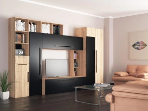 Living Pandora, Sonoma/Negru, 325 CM