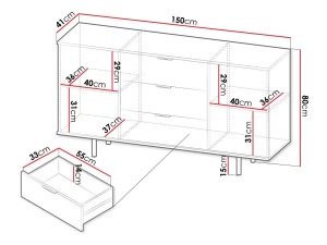 Comoda cu riflaj Sofia, 2 Usi 3 Sertare, MDF Casmir - Img 5