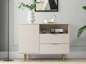 Comoda TV Inalta cu riflaj, Sofia, 1 Usa 2 Sertare, MDF Casmir - Img 3