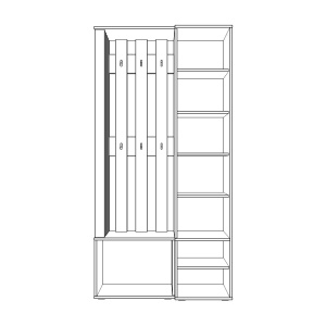 Cuier cu Oglinda Loft, DREAPTA cu Riflaj, Stejar Artizan/Negru - Img 3