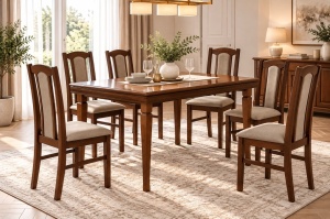 Masa living extensibila KORA ST, Pal melaminat, 8 persoane, 160-203x90x82 cm, Nuc - Img 8