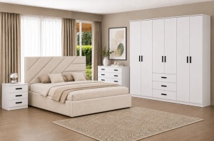 Dressing 6 Usi si 3 Sertare, 242 CM, Pal 18 MM, Alb manere Negre - Img 5