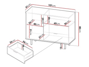 Comoda TV Inalta cu riflaj, Sofia, 1 Usa 2 Sertare, MDF Casmir - Img 6