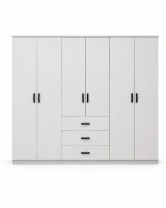 Dressing 6 Usi si 3 Sertare, 242 CM, Pal 18 MM, Alb manere Negre - Img 2