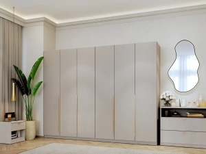 Dressing modular LIV Casmir SOFT CLOSE, 5 Usi, cu 2 Biblioteci, 205 CM - Img 10