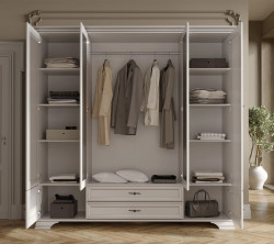 Dulap Idento, 6 Usi 2 Sertare, MDF Alb Alpin