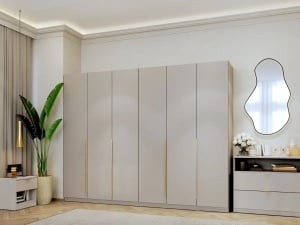 SET DORMITOR LIV CASMIR SOFT CLOSE, CU DULAP 4 USI SI PAT TAPITAT LIV 160X200 CM - Img 13