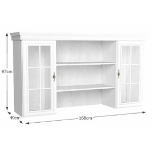 BUFET CU VITRINA PENTRU LIVING/BUCATARIE KORA, ALB ANTICHIZAT - Img 6