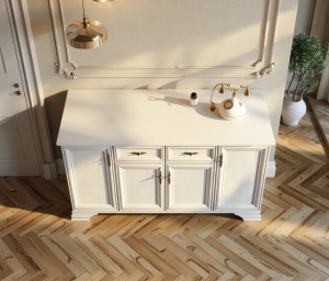 Comoda IDENTO, alb alpin, 4 Usi si 2 Sertare, 184x44,5x90,5 cm - Img 13