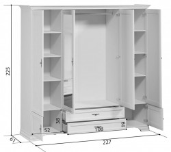 Dulap Idento, 6 Usi 2 Sertare, MDF Alb Alpin